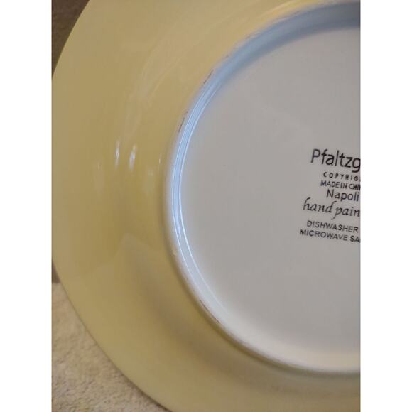 Pfaltzgraff Napoli 9" stoneware yellow salad plate pnly leaf rim floral - Picture 3 of 4